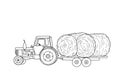 Contour of an agricultural tractor with a trailer. Royalty Free Stock Photo